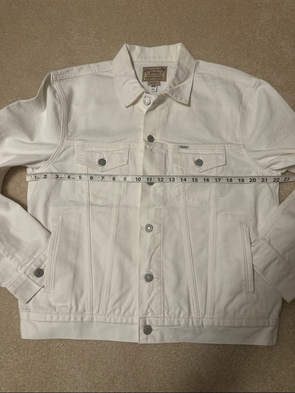 Polo by Ralph Lauren Men's White Denim Trucker Jacket Size L - Picture 5 of 13